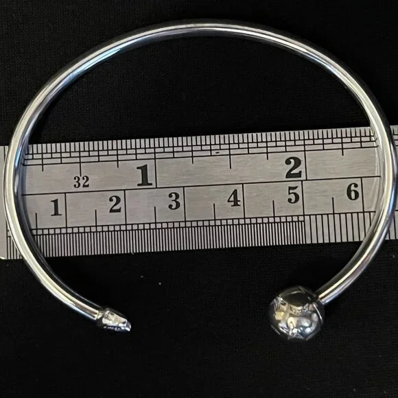 Sterling Silver Pandora Moments Moon & Stars Open Bangle Bracelet – Size Medium - Picture 8 of 13